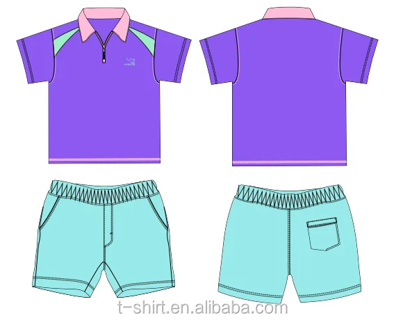 
Customized OEM Boys Short Sleeve Cut and Sewed Golf Polo Shirt and Shorts New Design 