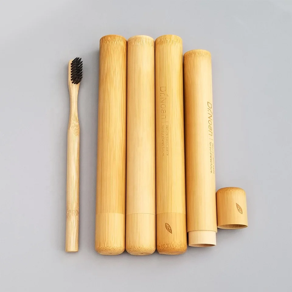 Natural Bamboo Case for Toothbrush with private logo laser-engraved, Bamboo Tube for Toothbrush