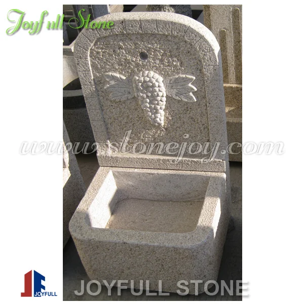 
European Carved Stone Granite Wall Fountain with fish sculpture 