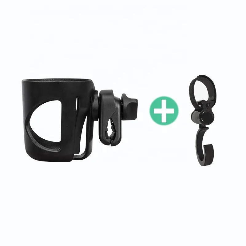 Portable Adjustable Multi-Functional ABS Black Baby Stroller Pram Hook Cup Holder