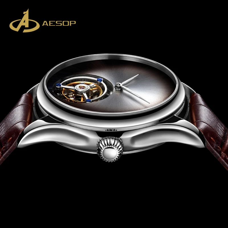 Aesop hot selling tourbillon mechanical watch stainless steel bezel waterproof unisex tourbillon mechanical watch