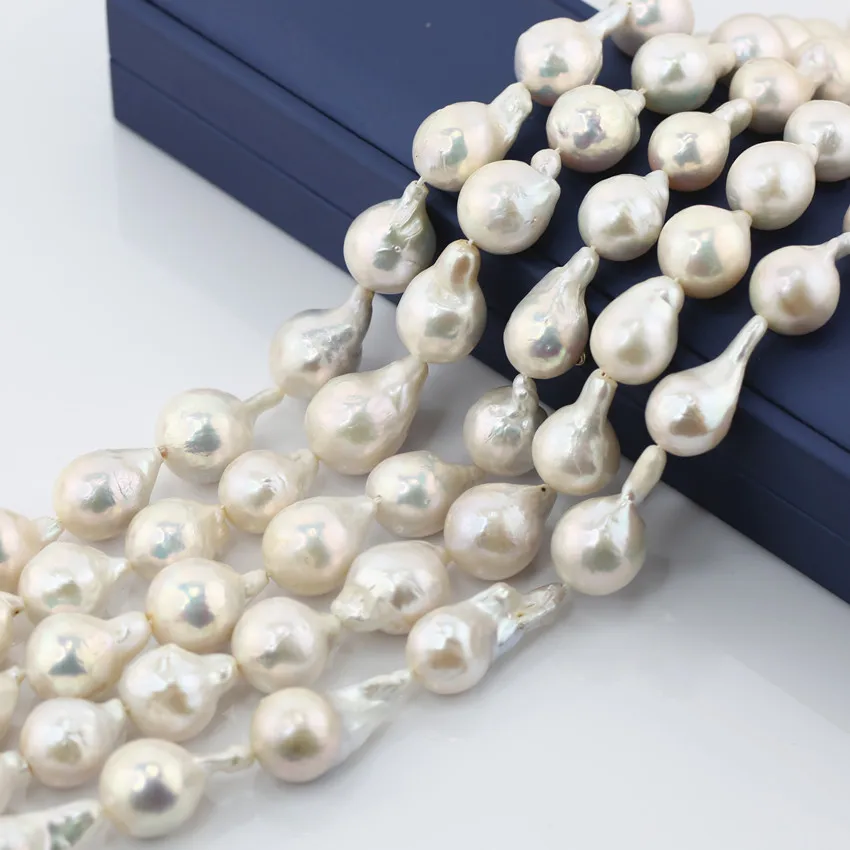 13-15mm 3A grade large big size natural genuine real freshwater fireball baroque pearls