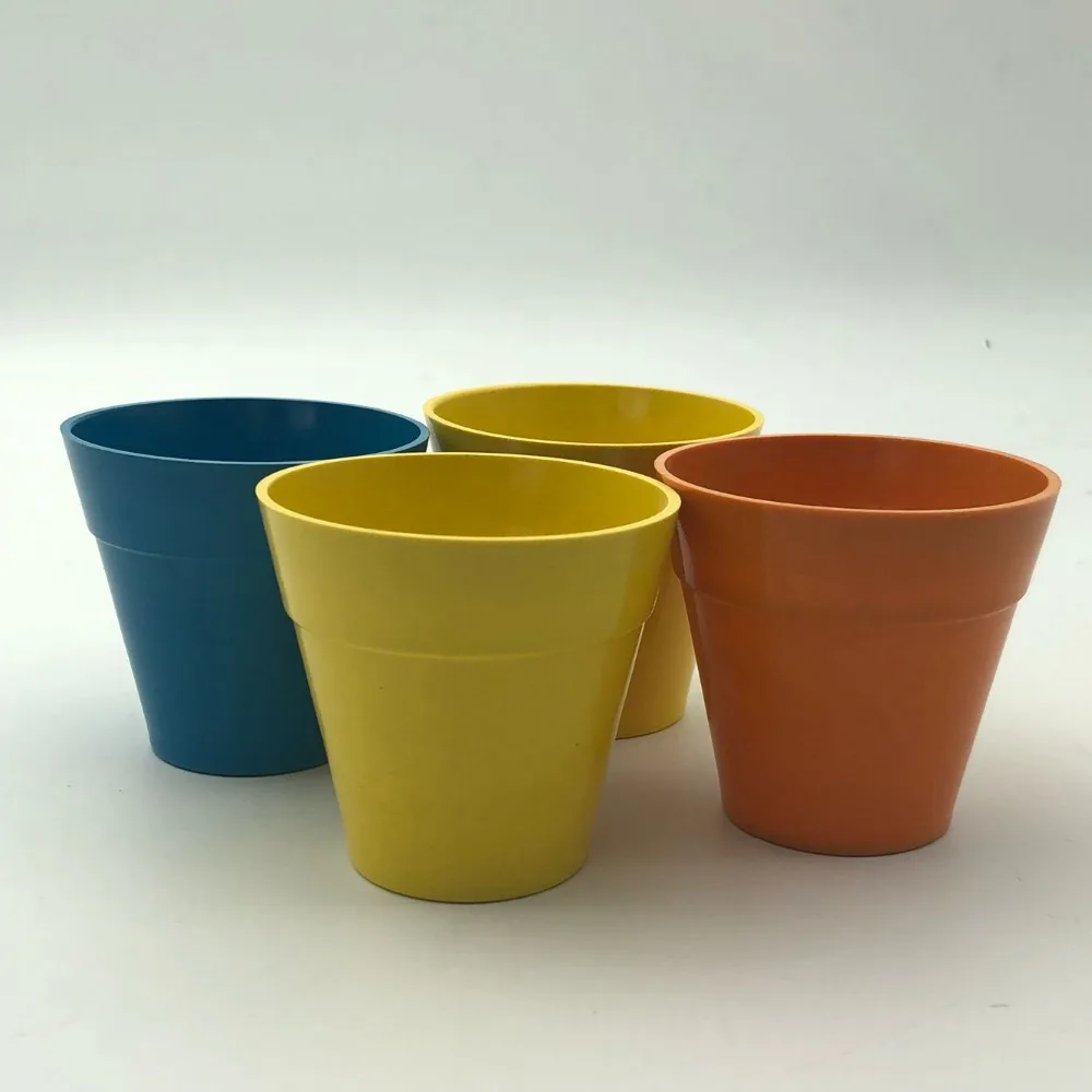 High quality Bamboo fiber plastic flower pots biodegradable flower planter decoration garden pot planter