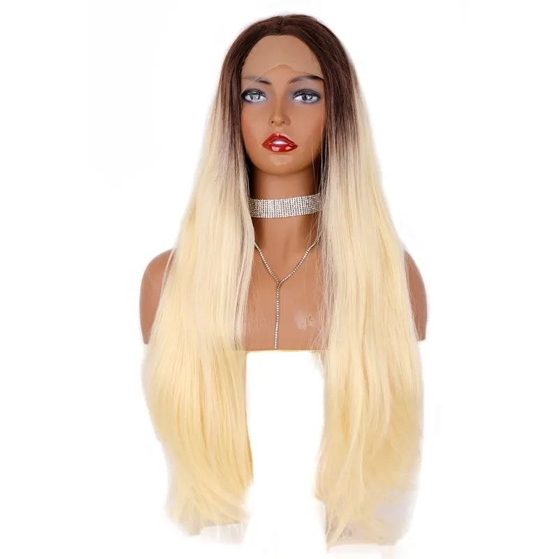 
 Длинные волнистые парики, 26 дюймов, парик блонд на сетке спереди с короткими синтетическими волосами для женщин  