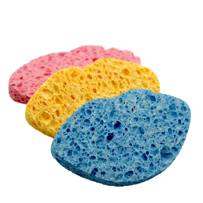 Недорогие Высококачественные губки для лица, многоразовая 100% Органическая сжатая целлюлозная Очищающая губка для отшелушивания и глубокой очистки кожи