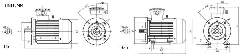 
YB3-132M-4 yb3 series explosion-proof for chemical equipment full power three phase ac high output electric motor 