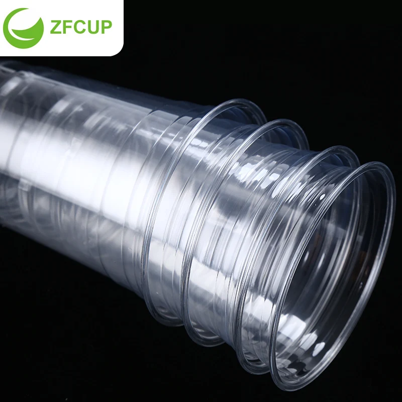 
ZFCUP 500ml Clear Disposable Juice Plastic Cup Dome Lid for Shakes 