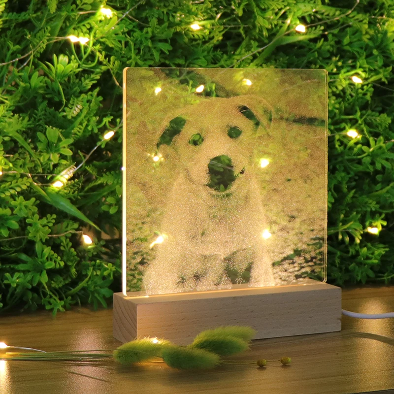 Customization Wooden Base For Acrylic 3D LED Night Light Animal