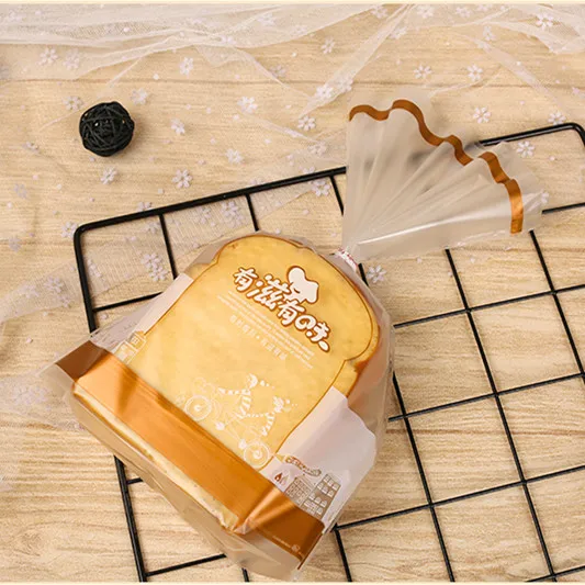 Tin tie seal heat cutting  Custom logo printed transparent sliced bread packing PP bags for bakery