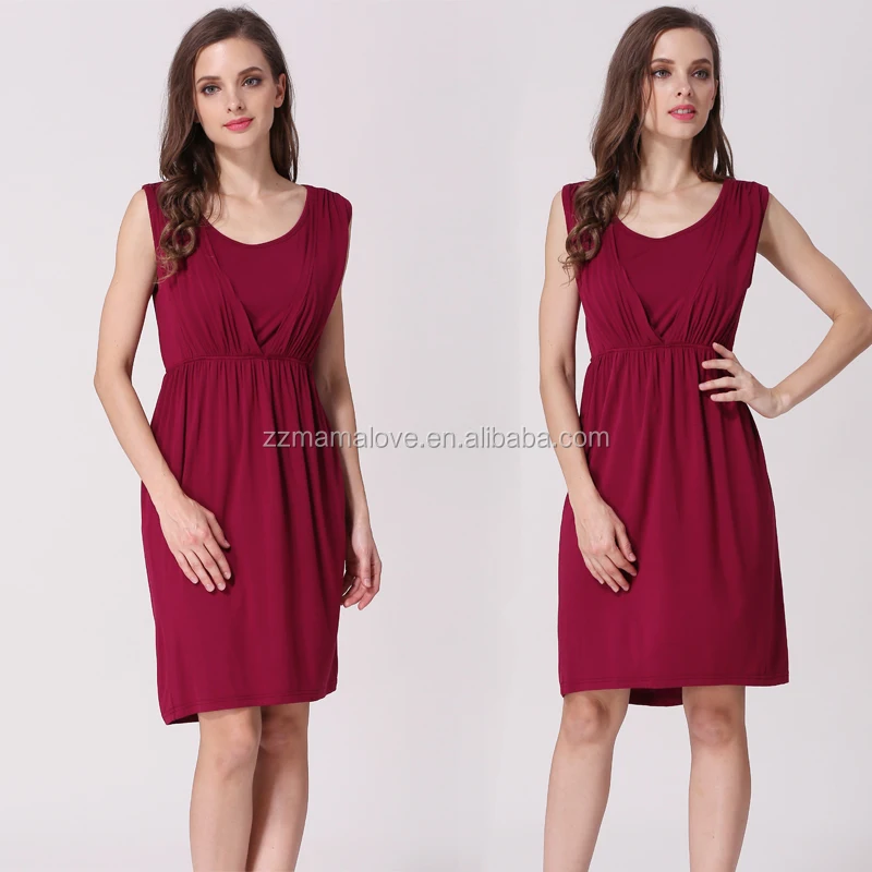 Mamalove Wholesale Custom Design Sleeveless Breastfeeding Dress Nursing Maternity Korean Fashion