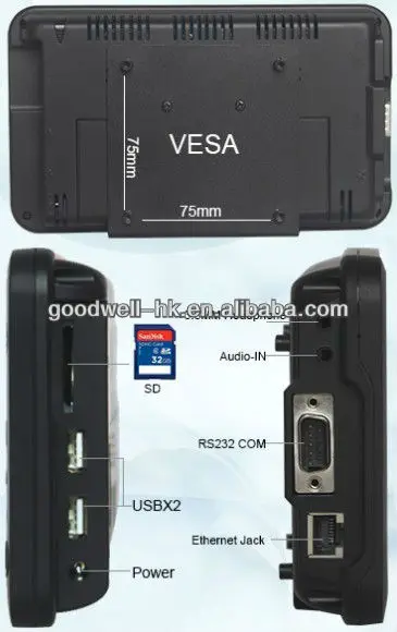 WIN CE 6.0 Touch 7 Inch Windows OS Tablet PC with Ethernet, RS232, RJ45 Port  for Industrial Application