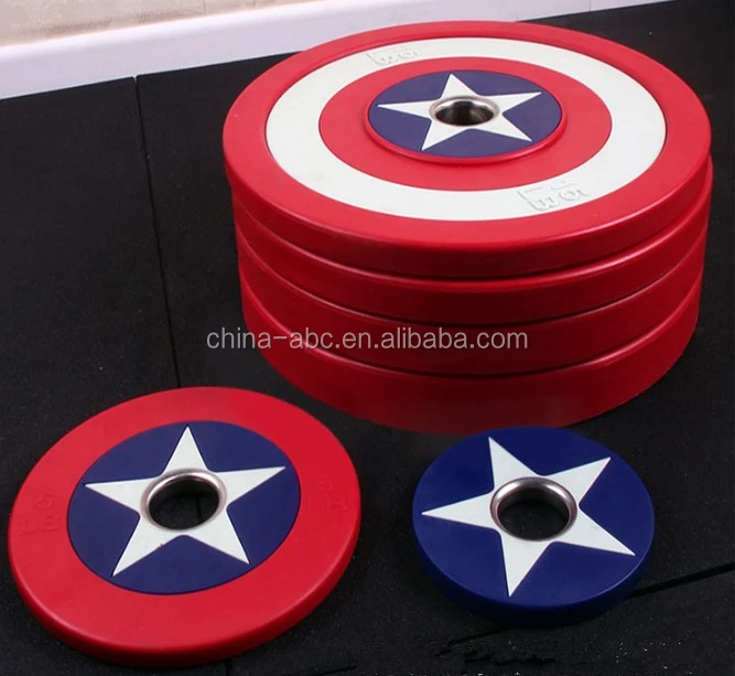 Captain America Gym Crossfit Professional PU Barbell Bumper Weight Plate