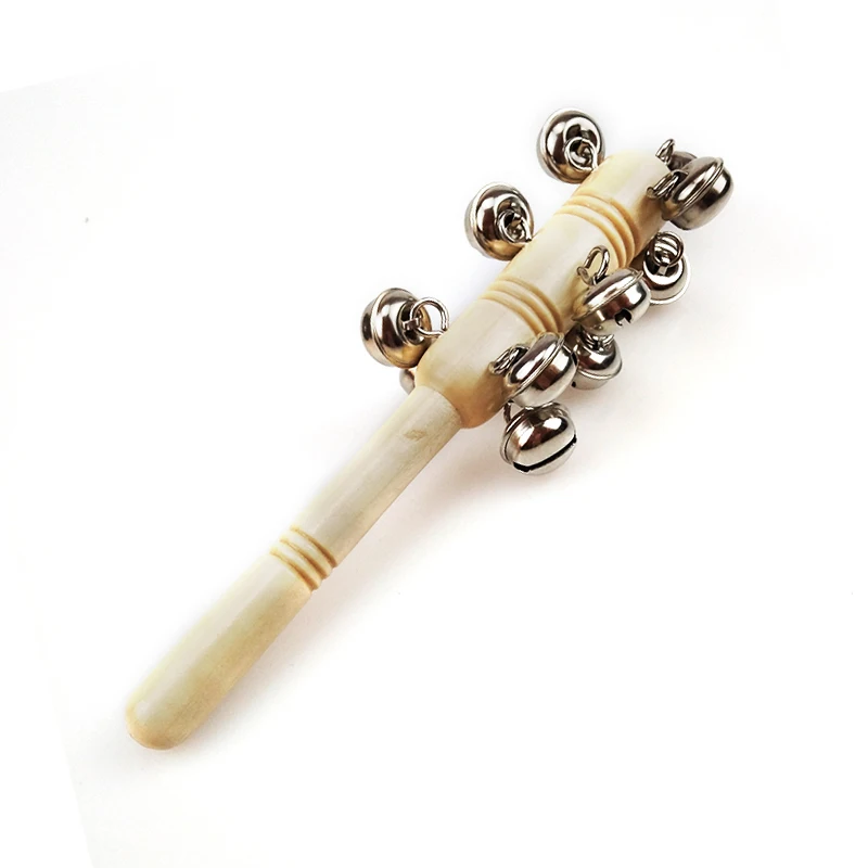 Manufacture Musical Wood Baby Rattle Hand Bells for Kids