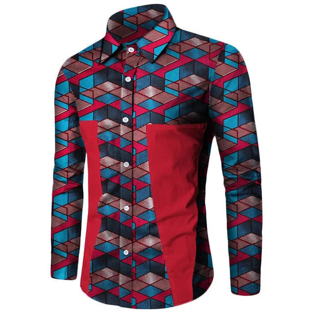 
Plus Size New Summer African Shirt for Men Dashiki Long Sleeve African Clothes Patchwork Casual Style Men Shirt BRW WYN350 
