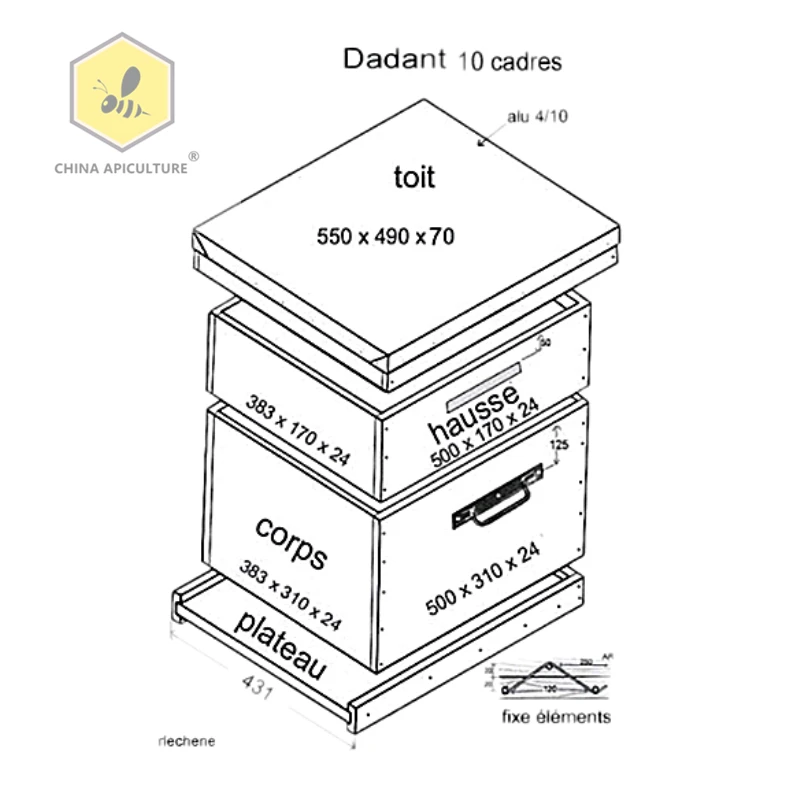 Hot sale with low price bee hive wooden dadant beehive