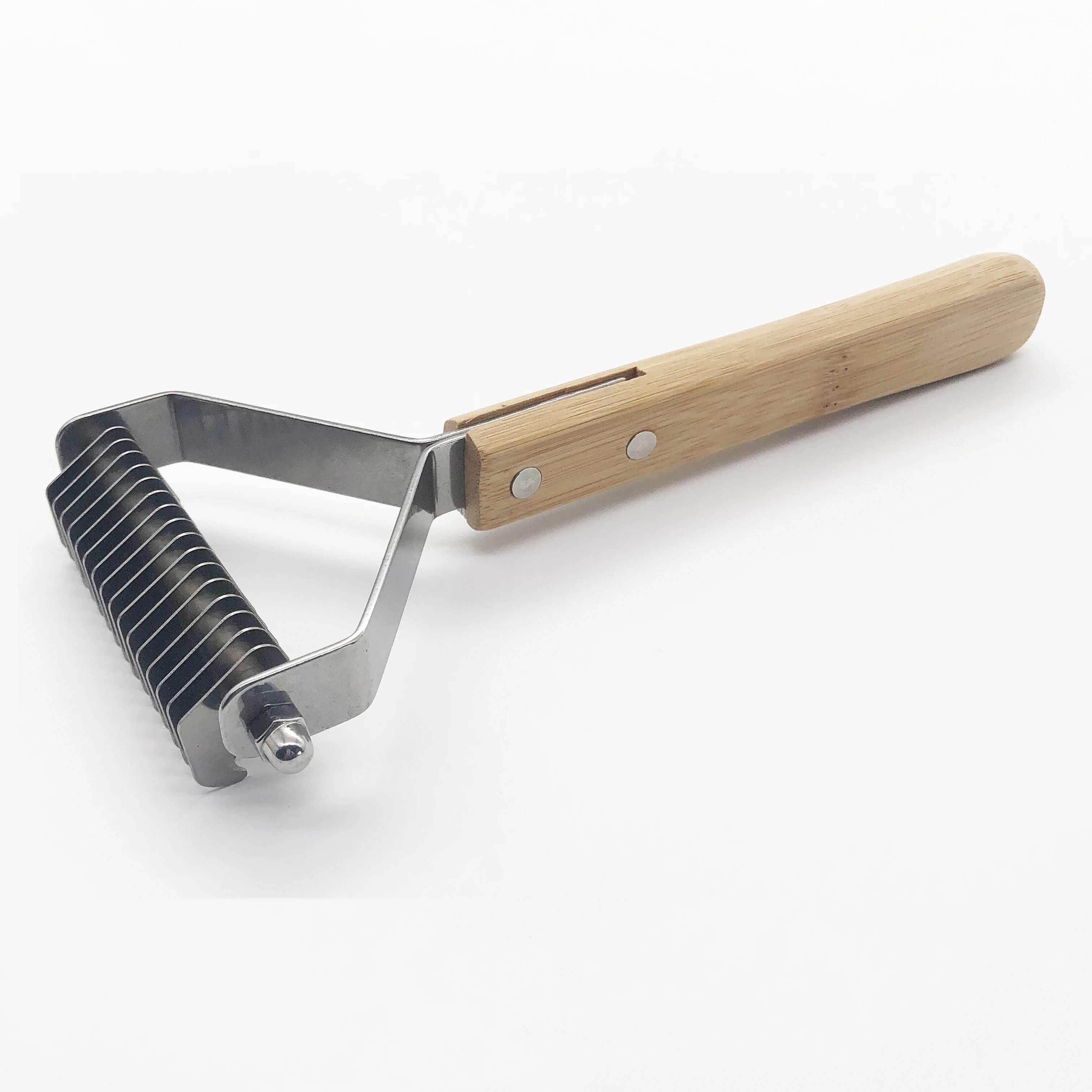 Bamboo handle dog undercoat rakes one side double side dematting tools