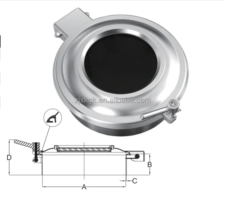 factory Stainless steel 304/316L roundsanitary manhole/manway/manlid with glass pane