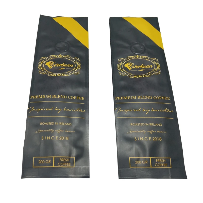 Wholesale aluminum foil lined 12oz side gusset plastic coffee bean bag coffee packaging bag with valve and heat seal