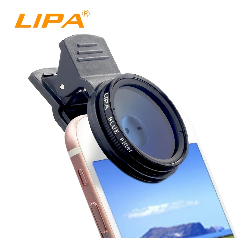 37mm Graduated Blue Orange Gray filter Cell Phone Camera Lens Filter for iPhone Samsung and Android Smartphones -