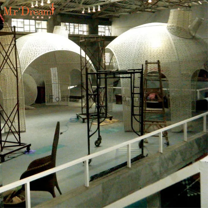 Mr.Dream luxury waterproof cast aluminum rattan outdoor garden decorated wedding rattan gazebo