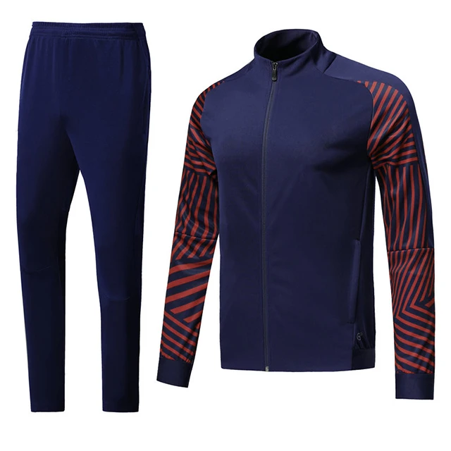 18/19 season Navy blue  football jacket sets wholesale sublimation soccer jacket top thai quality