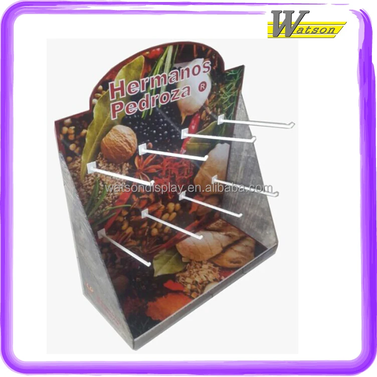 
New Product corrugated paper customized counter display with hooks 