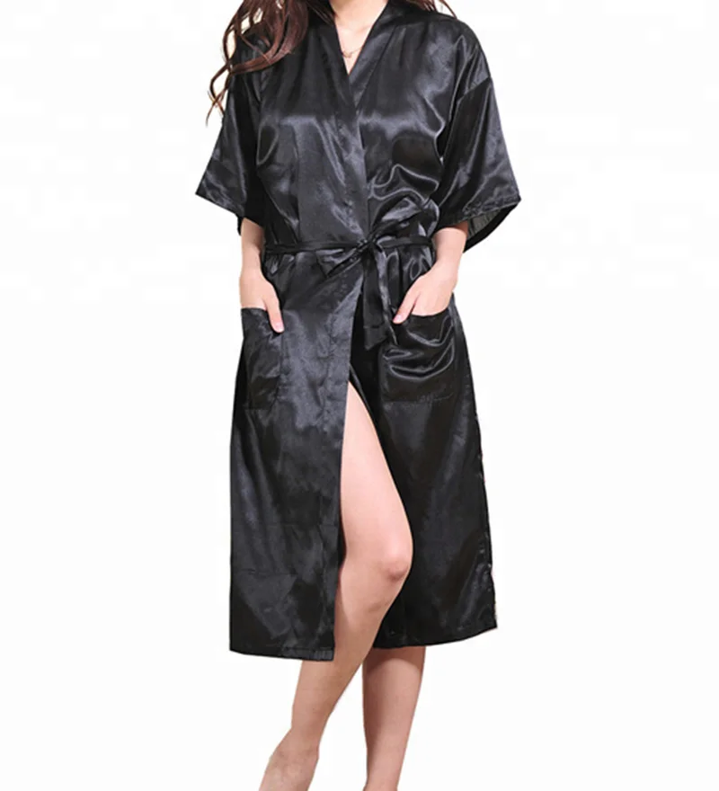 Черные атласные банные халаты для невесты с принтом логотипа шелковый халат для невесты