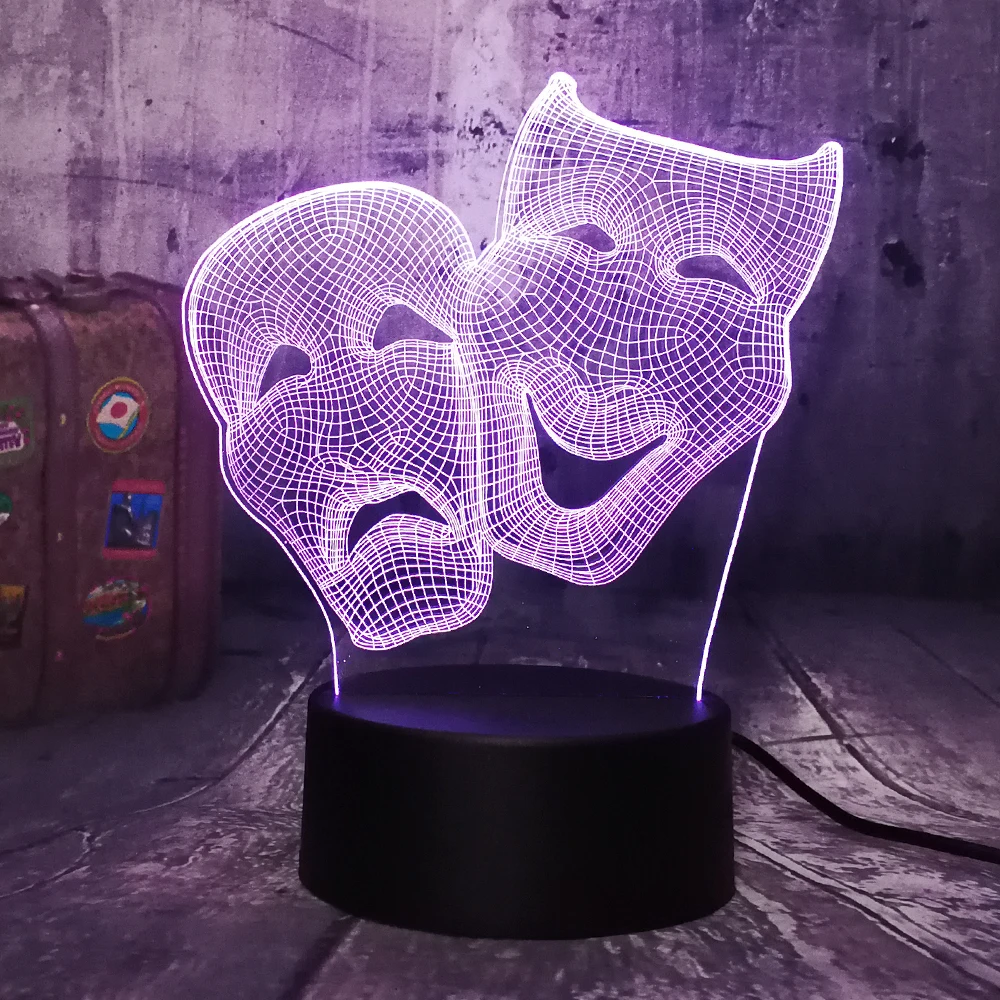 Светодиодный ночник с дистанционным управлением 3D, двухсторонний Настольный светильник для сна с смехом и плачом, 7 цветов, украшение для спальни, праздничный подарок для детей, игрушка