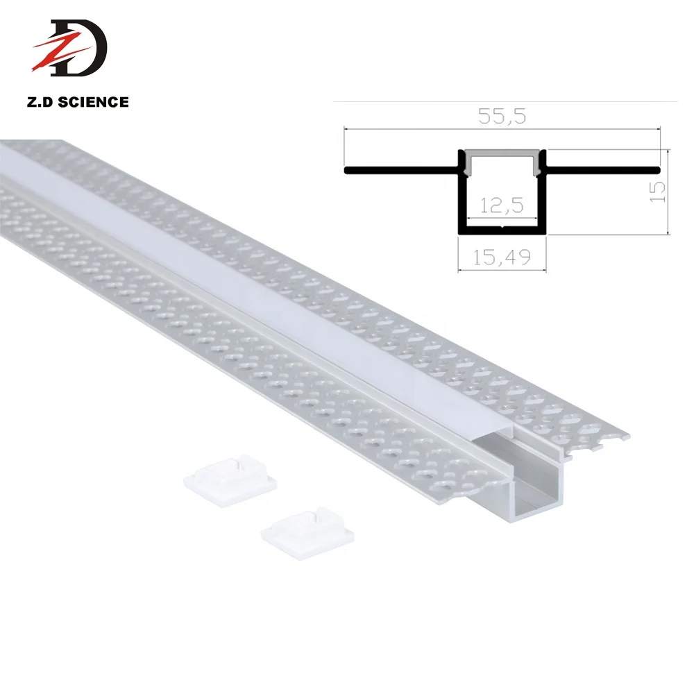 LED Strip Light Extrusion Alu Drywall Light Channel Gypsum PC Cover LED Aluminum Profile