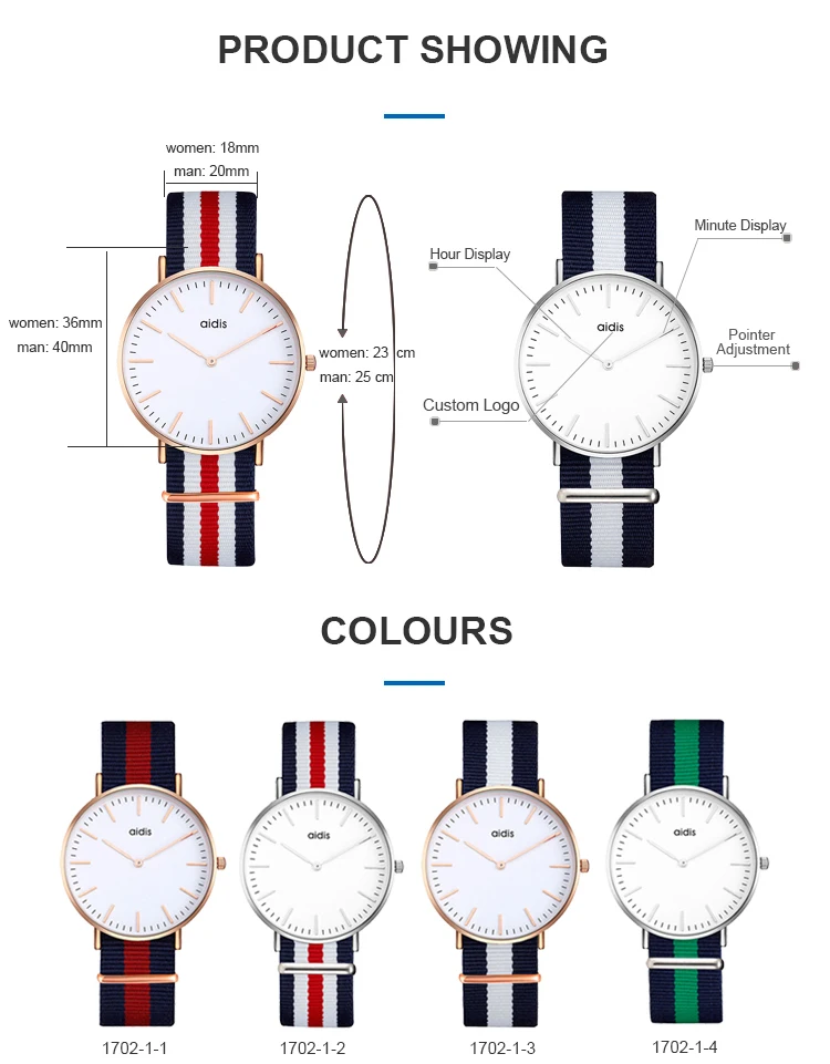 2019 Newest Free Sample Women Watch Waterproof Girl Watch Brand Alloy Fashion Unisex Charm Quartz Water Resistant Nylon Pointer