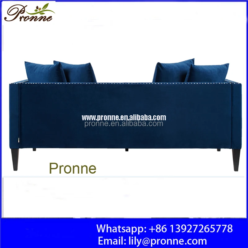 velvet blue beauty salon elegant waiting sofa/french style couch