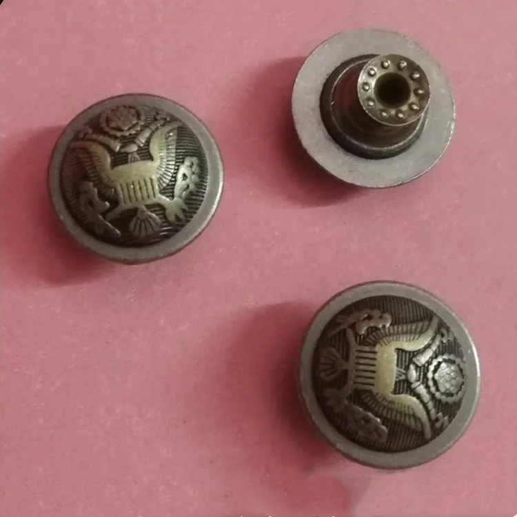 Pearl White black metal Shake head buttons Decorative rivet coat jeans button