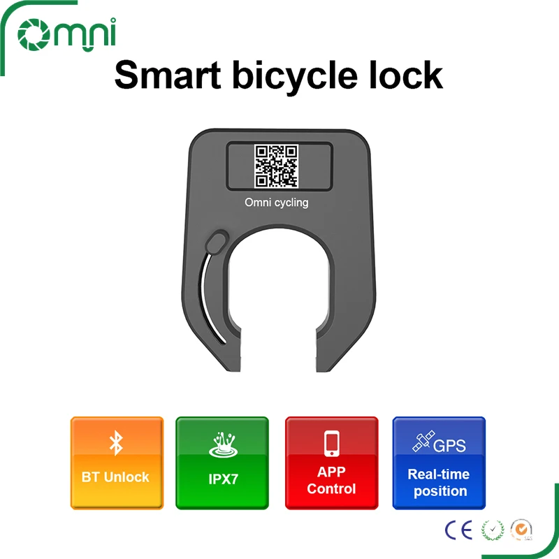 Omni QR code smart lock waterproof city bike lock with GPS tracking vibration alarm city share bicycle lock