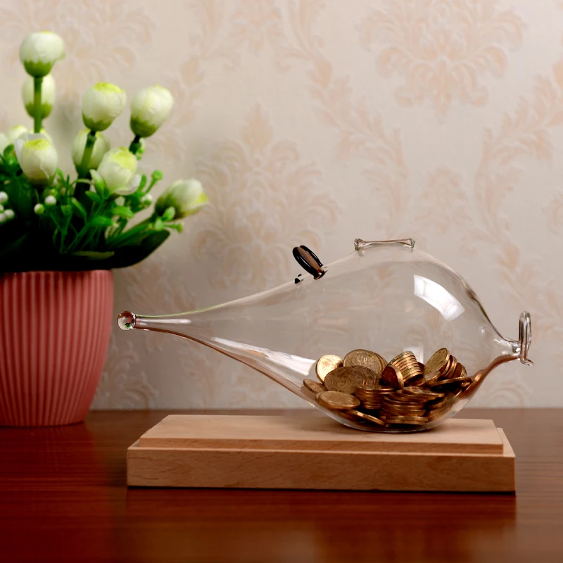 Cute Design Transparent Piggy Bank, piggy money saving boxes bank, Glass clear transparent piggy bank