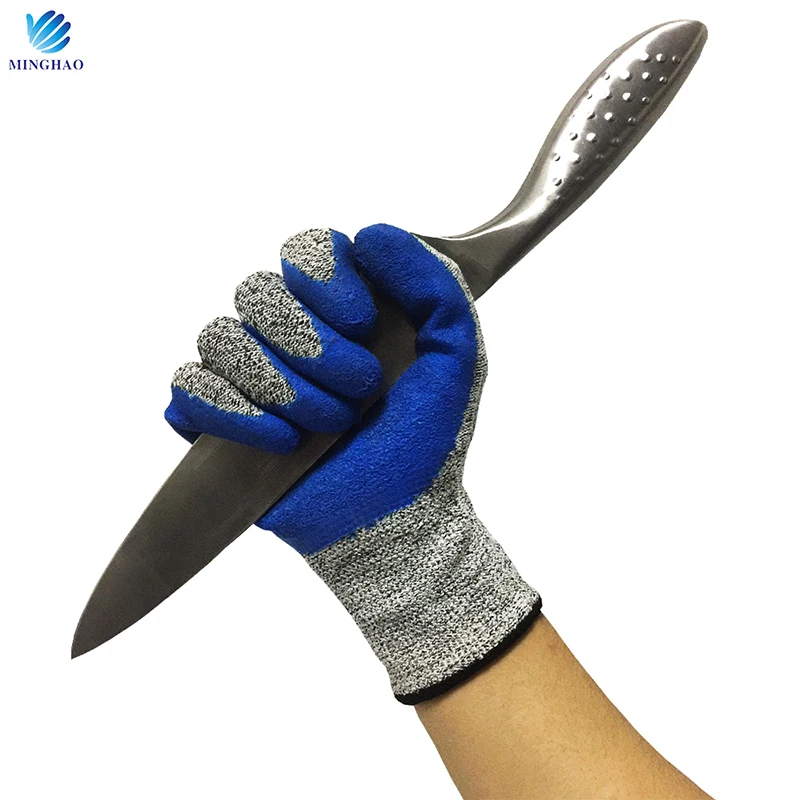 Rubber Latex Coated Glove Grey Palm Work Gloves for Glass Industry