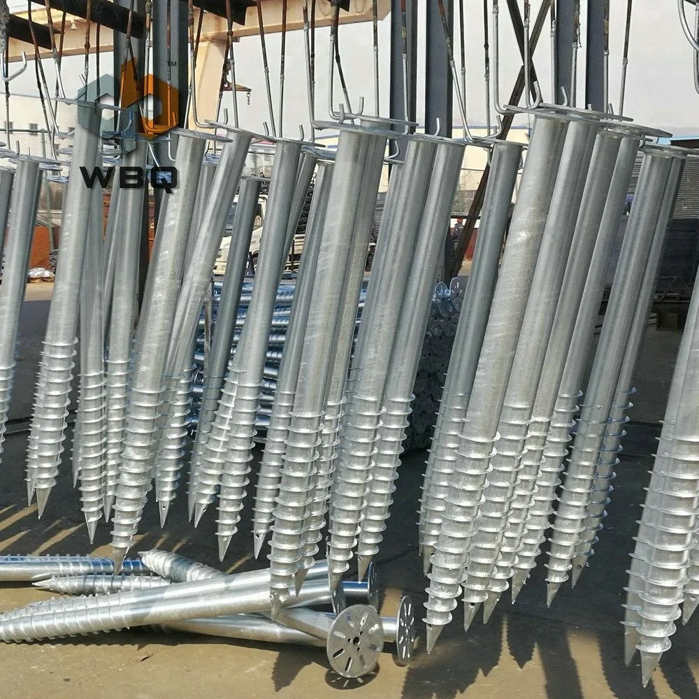 ISO certified galvanized spiral anchor ground screw for solar PV plant