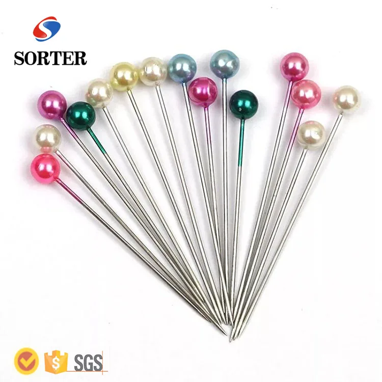 colorful 30 mm glass head pin