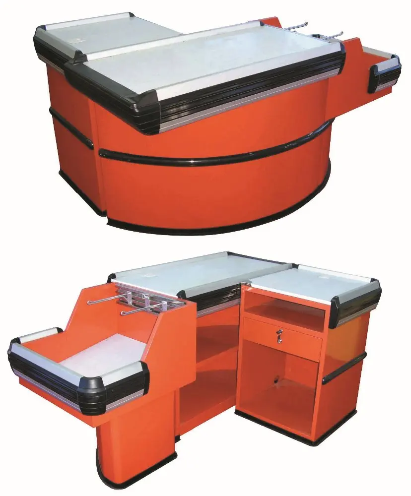 Stainless steel supermarket store commercial cashier counter ,checkout counter equipment
