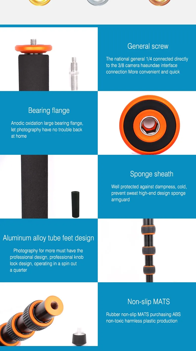 QZSD-Q238 Panhead handheld camera monopod digital and video yunteng berno OBO camera monopod photography accessories