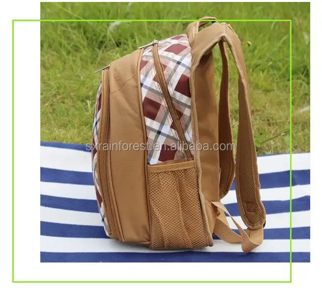 New Style fashional travel thermos backpack picnic bag 4 person with cutlery set