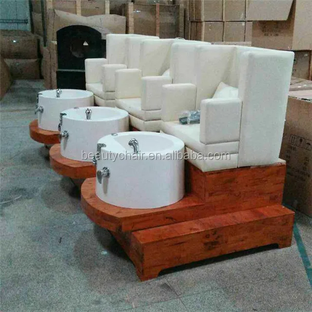 China Supplier Deluxe Pedicure Chair - 3-Seats Sofa for Nail Salon Foot SPA. High-Quality & Comfortable.