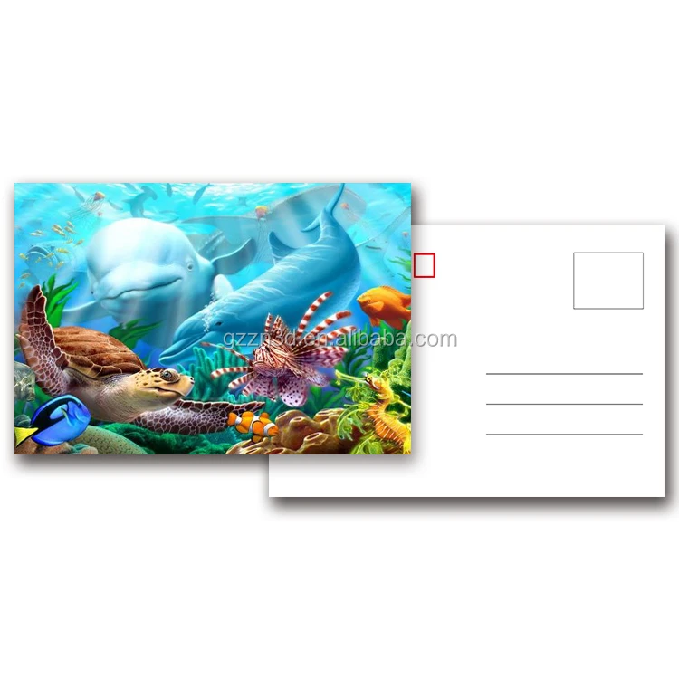 Dolphin Design 3D lenticular postcard printing PET/ PP Landscape