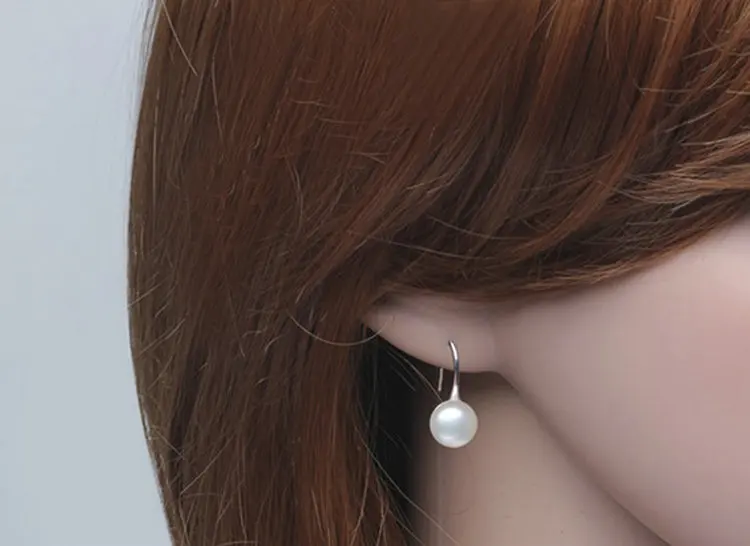 R.Gem. Wholesale S925 Silver Pendant 7-8mm Size Natural Fresh Water Pearl Dangle Earrings