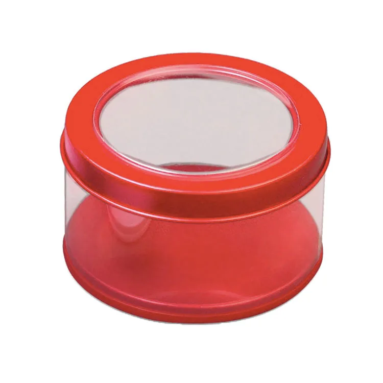 7.5*4.5cm with clear lid round acrylic tin gift packaging PVC wedding luxury chocolate box