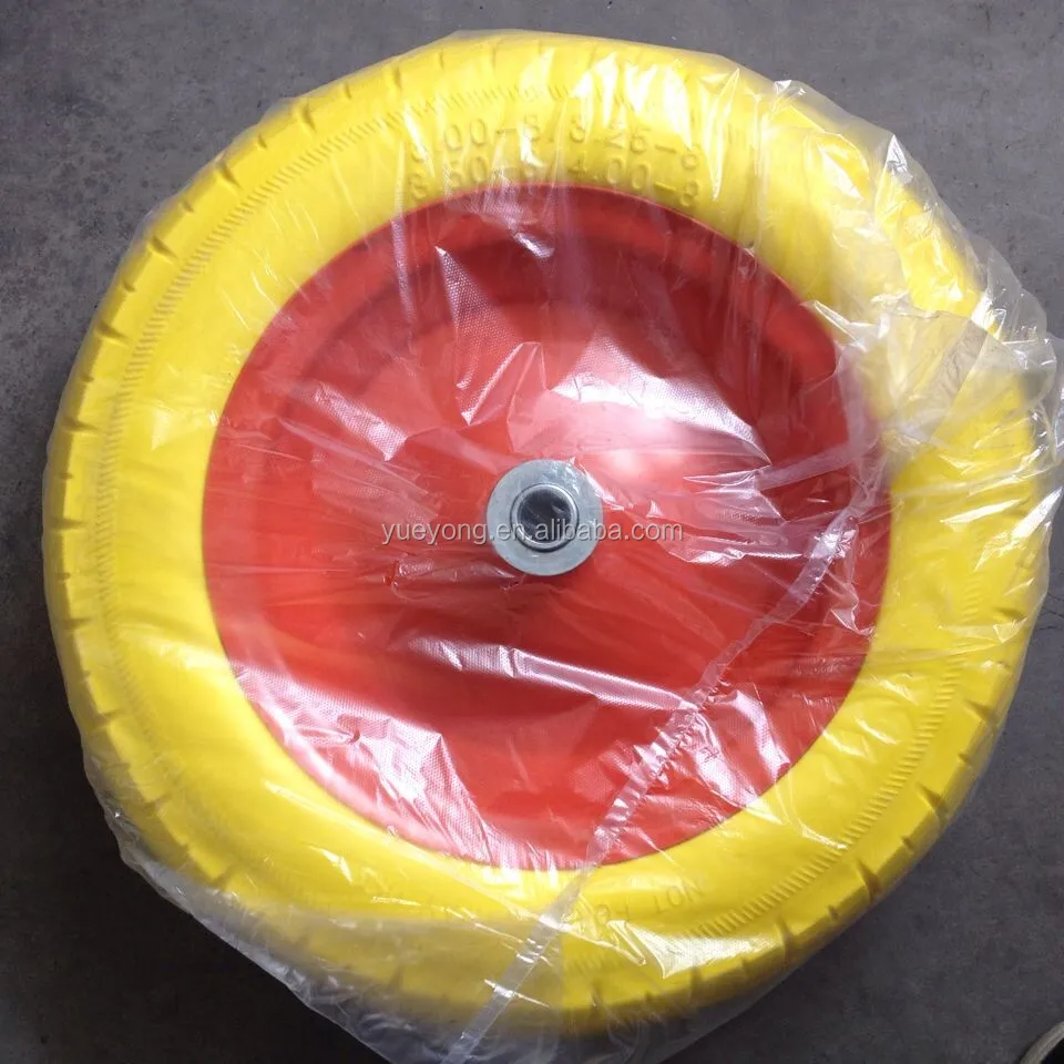 3.00-8 3.25-8 3.50-8 4.00-8 PU foam wheel,flat free wheel, polyurethane wheel
