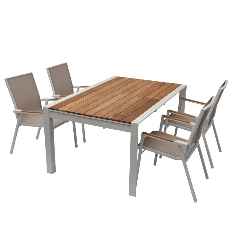 Yinzhou Living Outdoor Wooden Top Dining Set Extendable Dining Table