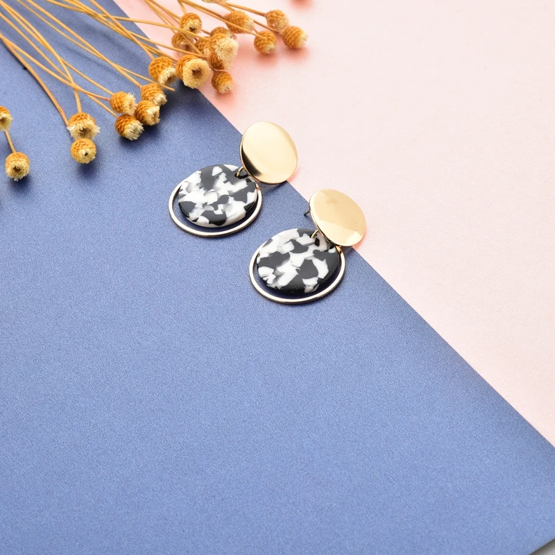 
Handmade Original Design Candy Color Plastic Acetate Board Earrings Bright Color Fashion Simple Stud Earrings 