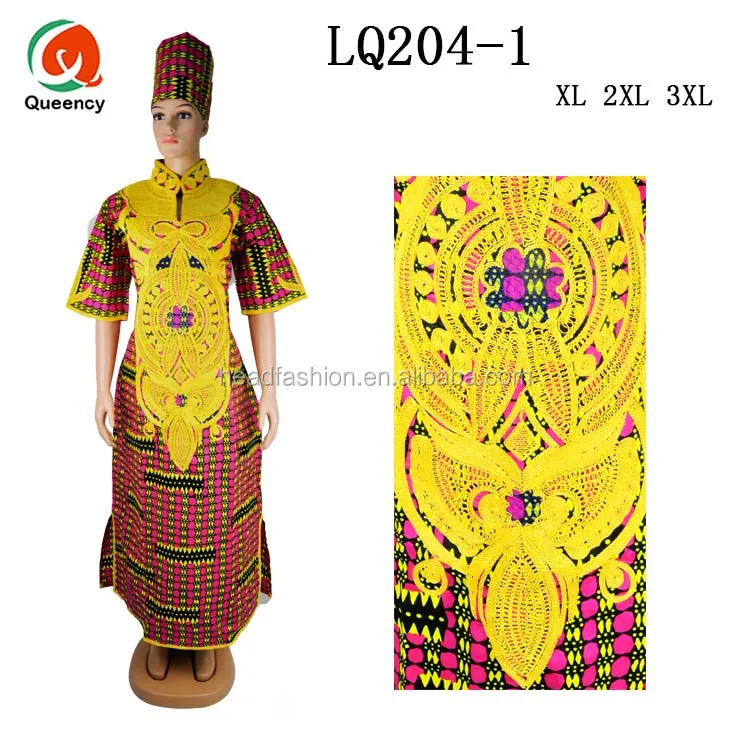 LQ208 Queency Kitenge Design Ankara Style Print African Wax Lace Skirt and Dress with Matching Blouse and Headwrap for Party