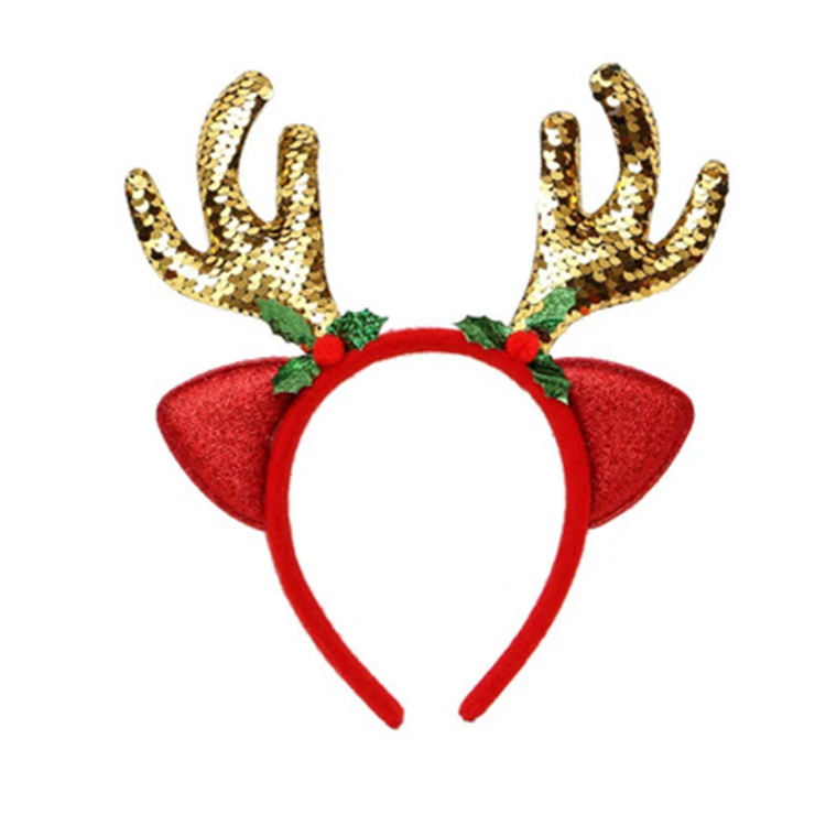 Christmas Deer Antler Horn Flashing Sequin Christmas Reindeer Antler Headbands