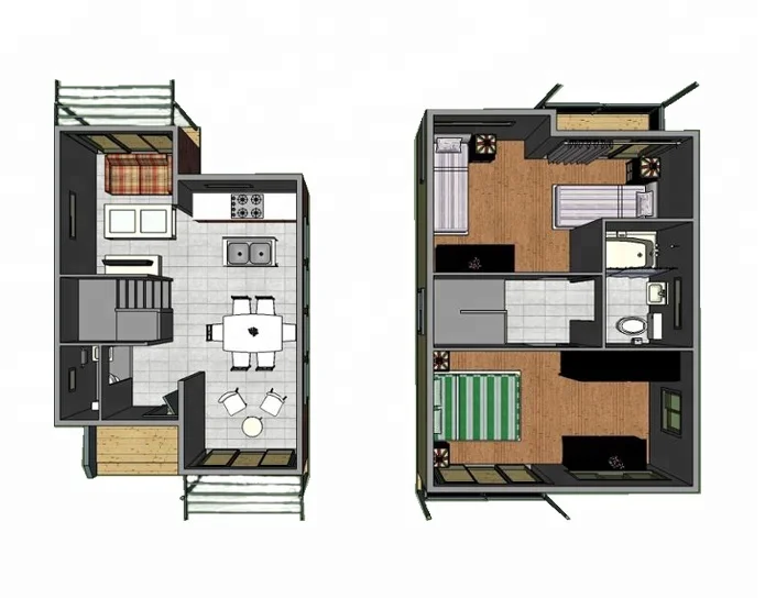 China 2 Story 3 bedroom luxury steel frame Prefabricated  Villa Home